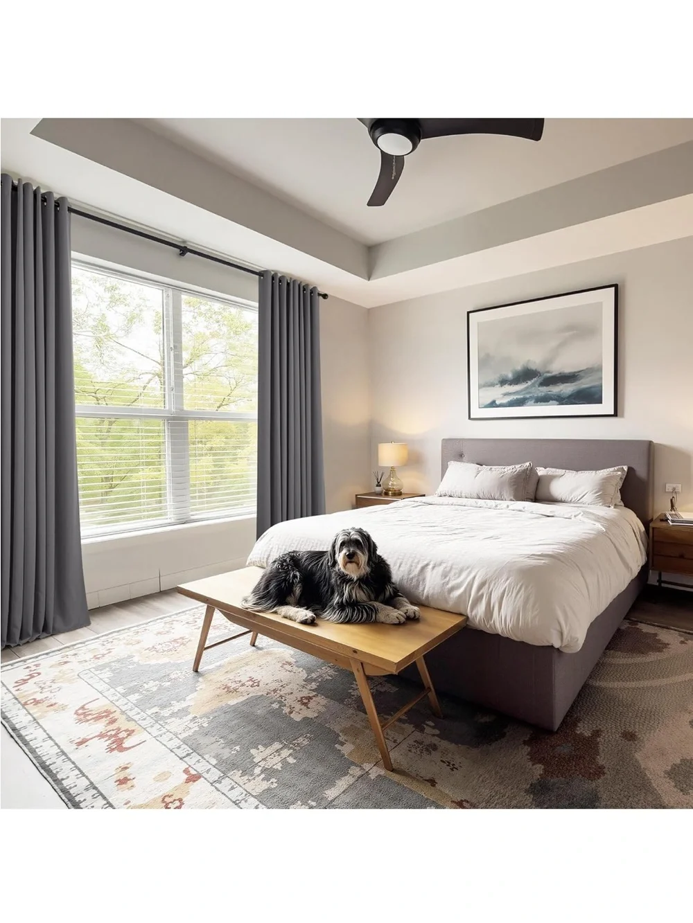 Room-Ready Gray Black Blackout Grommet Curtain Panels